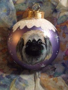 hand painted dog on gift ornament