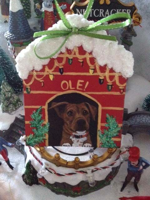 hand painted dog house gift ornament
