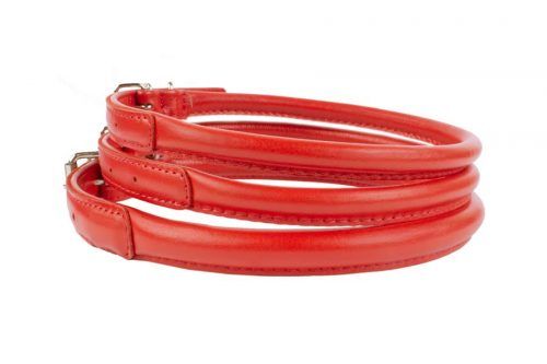rolled leather dog collars red