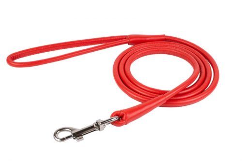 rolled leather-dog-lead-dog-leash-red
