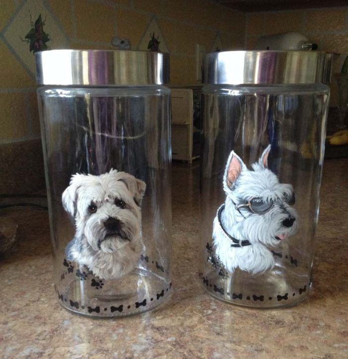 hand painted dog on treat-jars