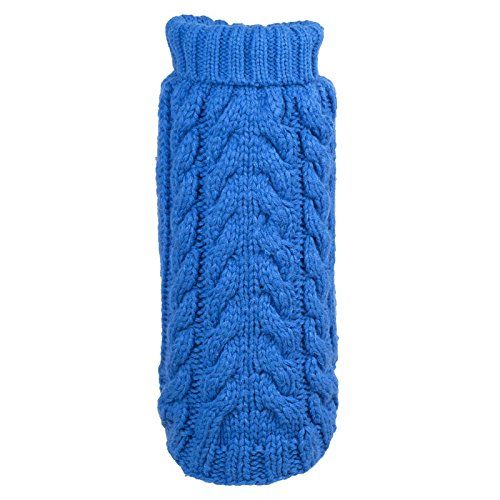 Dog Sweater Hand Knit Blue Turtleneck by Worthy Dog