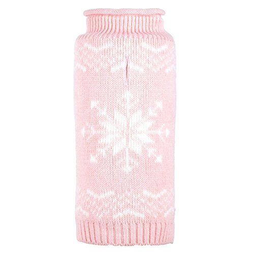 Worthy Dog Icy Pink Snowflake Roll Neck Dog Sweater