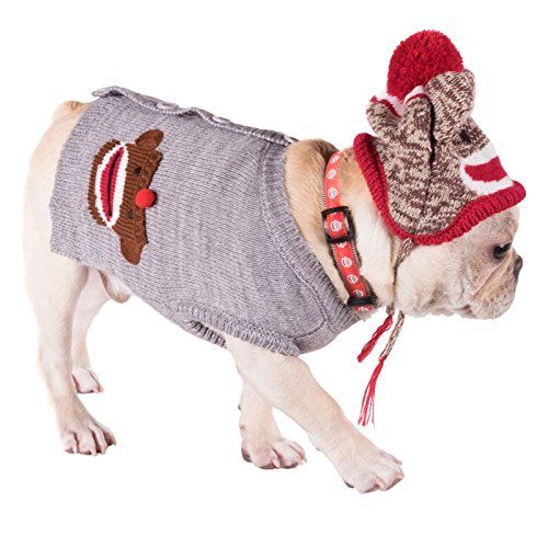 Sock Monkey Cardigan Dog Sweater by Worthy-Dog