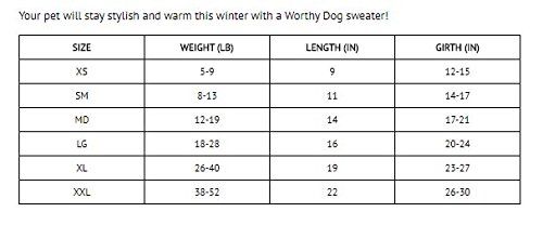Sock Monkey Cardigan Dog Sweater by Worthy Dog Size Chart