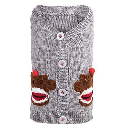 Sock Monkey Cardigan Dog Sweater by Worthy Dog